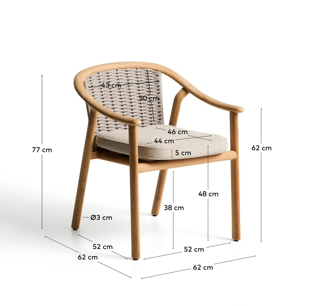 Chaise empilable d’extérieur Elunda en bois massif de teck FSC 100 %