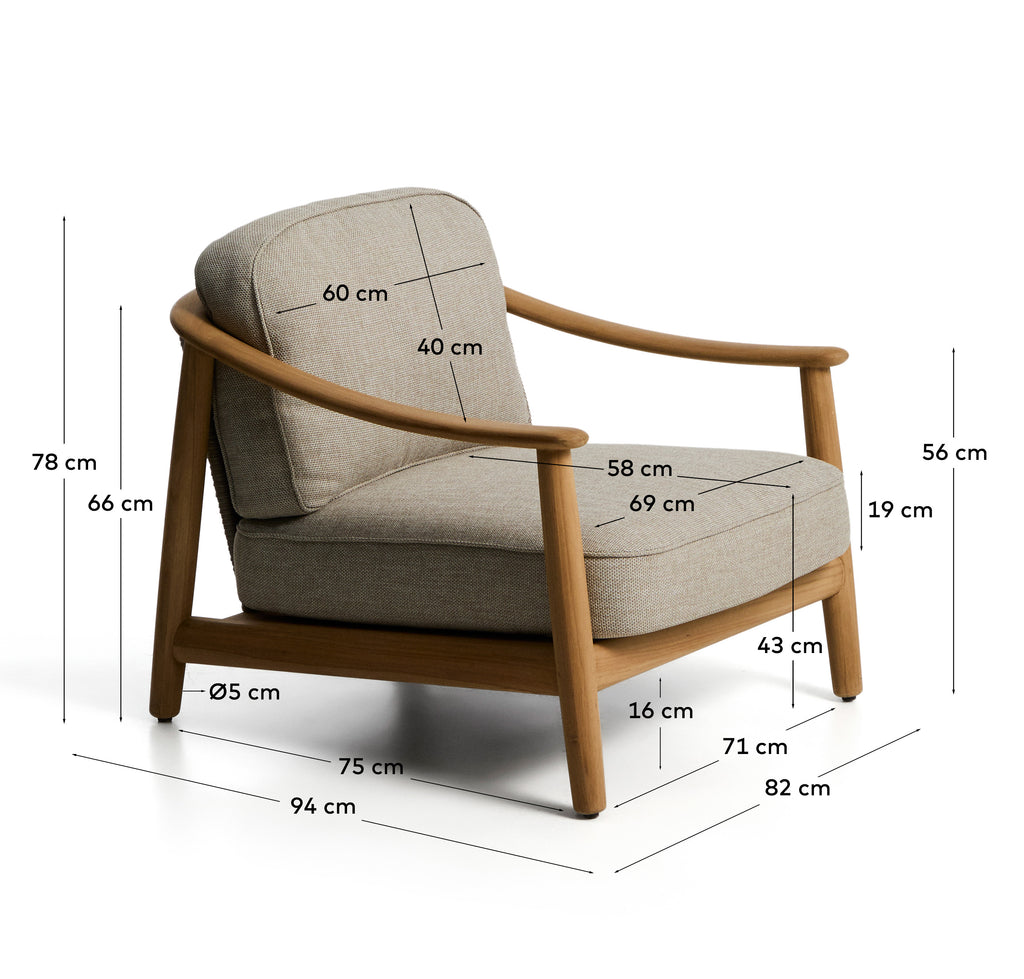 Fauteuil d’extérieur Elunda en bois de teck FSC 100 %