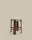 Tabouret Granite version ignifugée en chenille beige et bois de frêne finition ton noyer FSC 100 % 65 cm