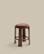 Tabouret Granite version ignifugée en chenille marron et bois de frêne finition ton noyer FSC 100 % 65 cm