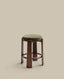 Tabouret Granite version ignifugée en chenille verte et bois de frêne finition ton noyer FSC 100 % 65 cm