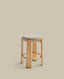 Tabouret Granite version ignifugée en chenille beige et bois de frêne finition ton naturel FSC 100 % 65 cm