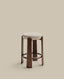 Tabouret Granite version ignifugée en chenille beige et bois de frêne finition ton noyer FSC 100 % 75 cm