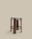 Tabouret Granite version ignifugée en chenille beige et bois de frêne finition ton noyer FSC 100 % 75 cm