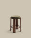 Tabouret Granite version ignifugée en chenille verte et bois de frêne finition ton noyer FSC 100 % 75 cm