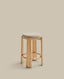 Tabouret Granite version ignifugée en chenille beige et bois de frêne finition ton naturel FSC 100 % 75 cm