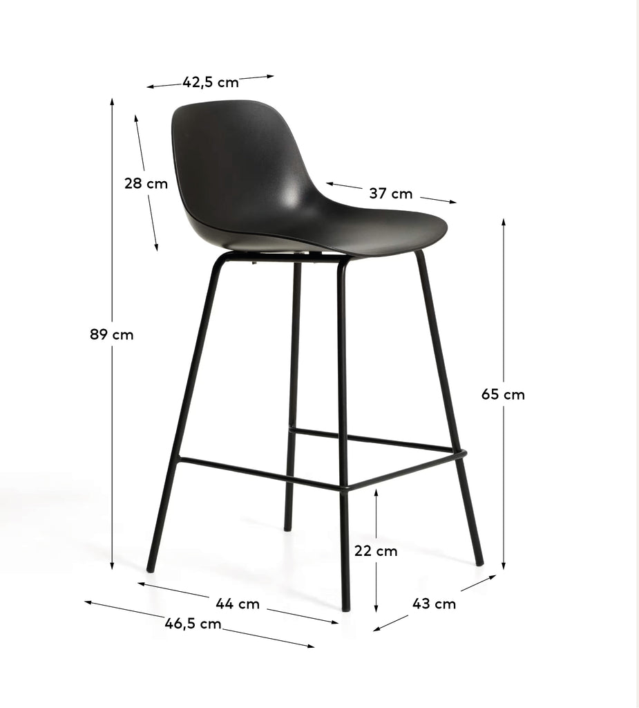 Tabouret Altea noir avec pieds en acier finition noire 65 cm