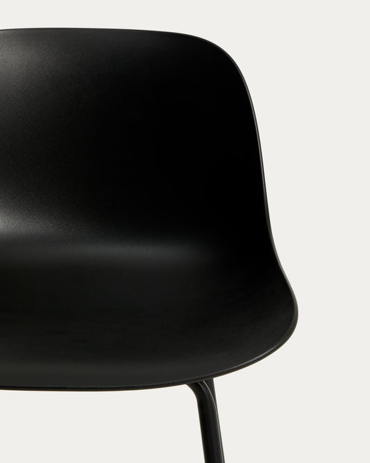 Tabouret Altea noir avec pieds en acier finition noire 65 cm