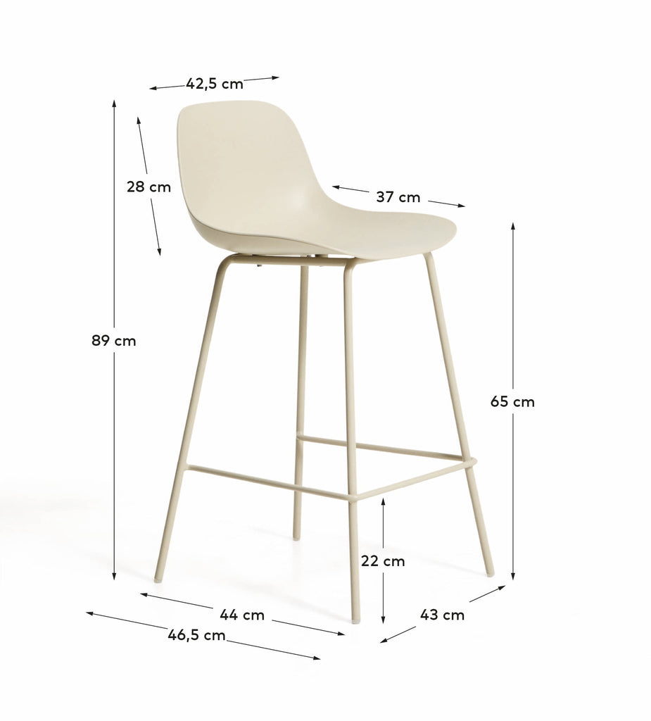 Tabouret Altea beige avec pieds en acier finition beige 65 cm