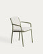 Chaise empilable d’extérieur Linosa en aluminium vert avec coussin beige