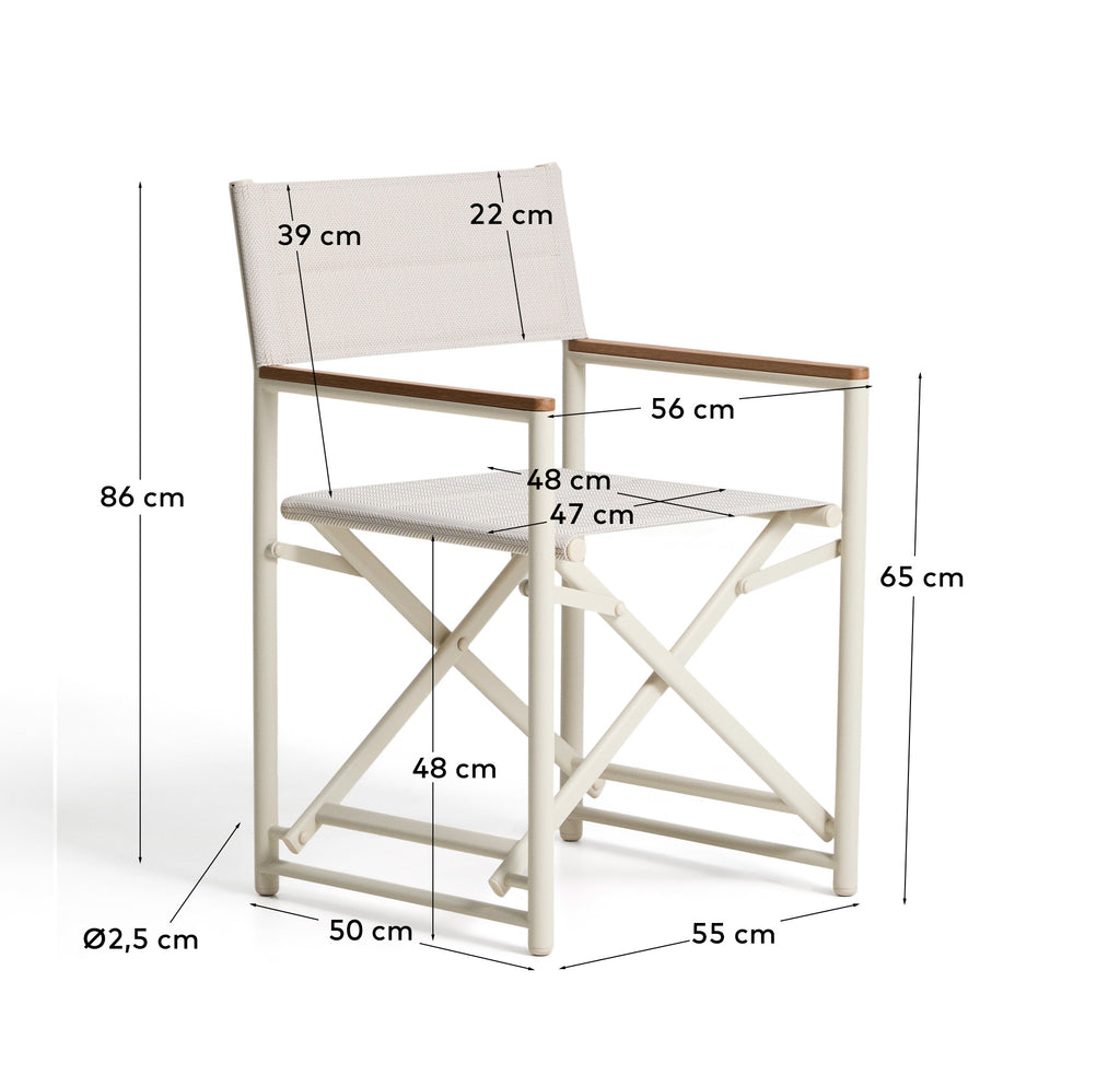 Chaise pliable d’extérieur Tisno en aluminium taupe et textilène taupe