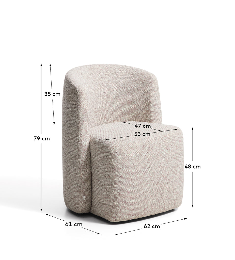 Chaise Corvena en chenille beige FSC Mix Credit