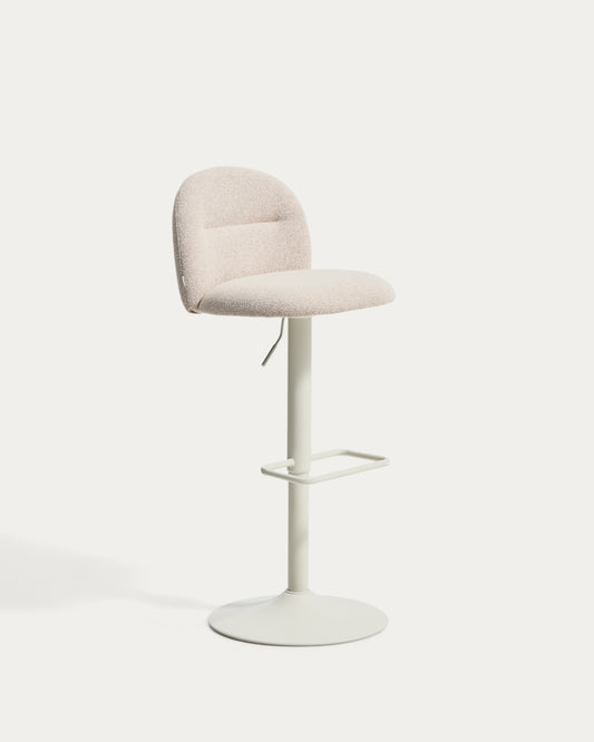 Tabouret Arino en chenille beige et pieds en métal beige 65 cm FSC 100%