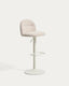 Tabouret Arino en chenille beige et pieds en métal beige 65 cm FSC 100%