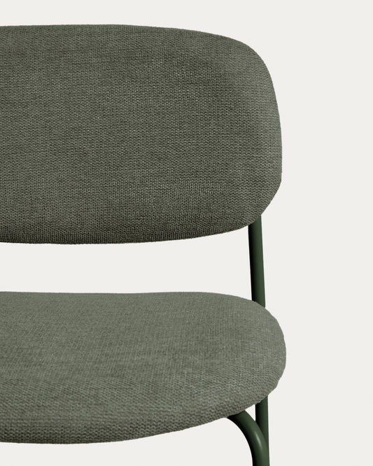 Tabouret empilable Meli en chenille verte et pieds en métal vert FSC Mix Credit 65 cm