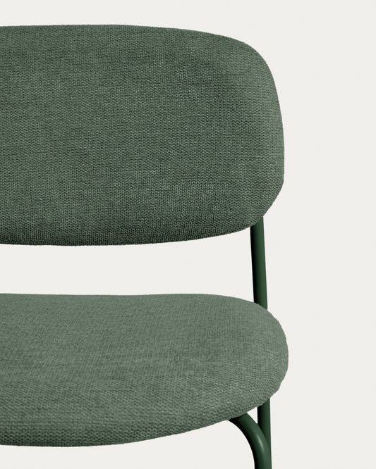Tabouret empilable Meli en chenille verte et pieds en métal vert FSC Mix Credit 65 cm