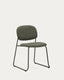 Chaise empilable Meli en chenille verte et pieds en métal vert FSC Mix Credit
