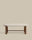 Banc Granite en chenille beige et bois de frêne avec finition ton noyer 120 cm FSC 100 %