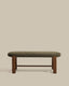 Banc Granite en chenille verte et bois de frêne avec finition ton noyer 120 cm FSC 100 %