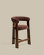 Tabouret Granite 3 pieds en chenille marron et bois de frêne avec finition ton noyer FSC 100 % 65 cm