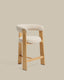 Tabouret Granite 3 pieds en chenille beige et bois de frêne avec finition ton naturel FSC 100 % 65 cm