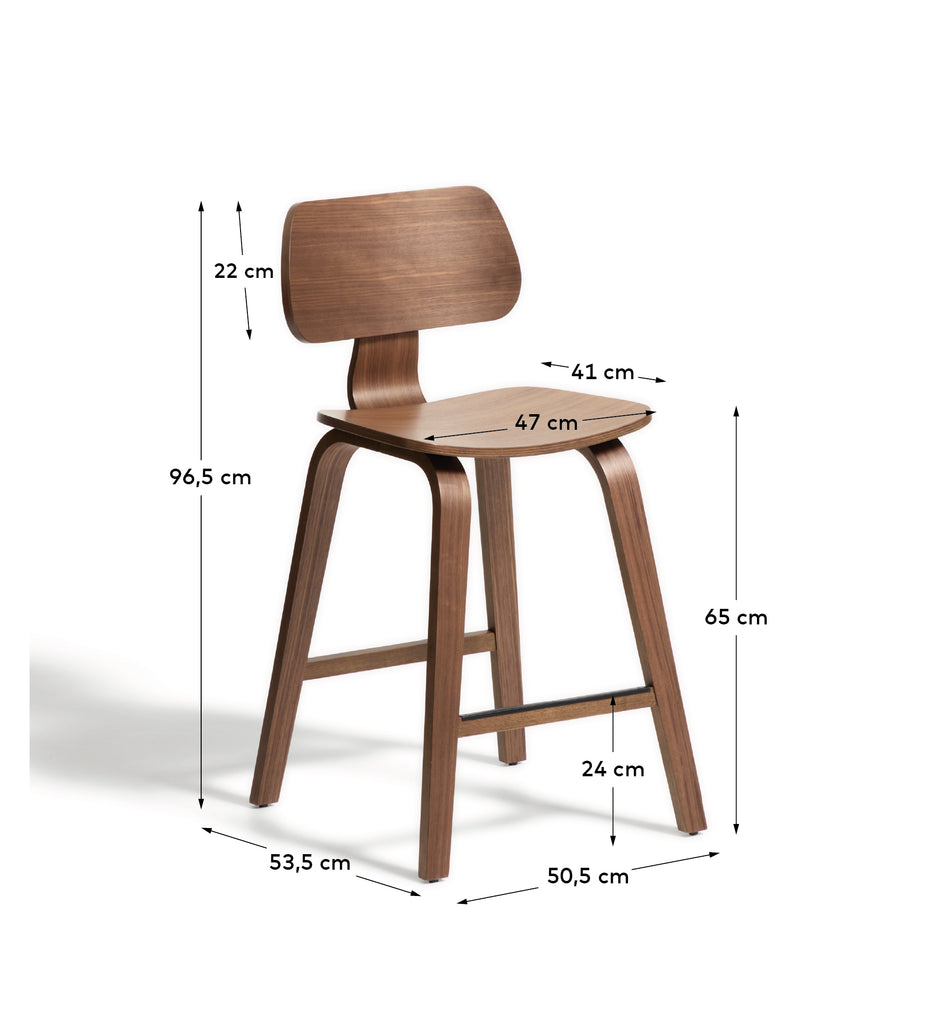 Tabouret Gena en placage noyer 65cm