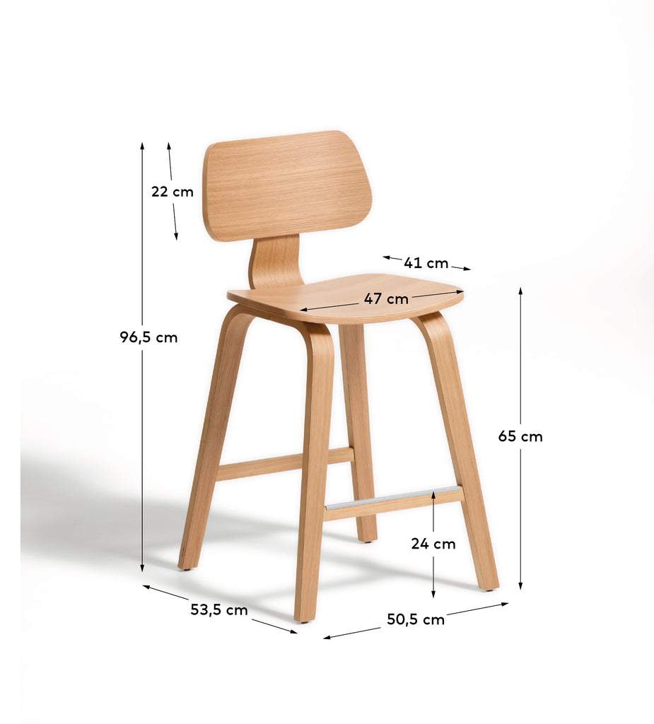 Tabouret Gena en placage chêne 65cm