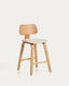 Tabouret Gena en placage chêne et chenille beige 65cm