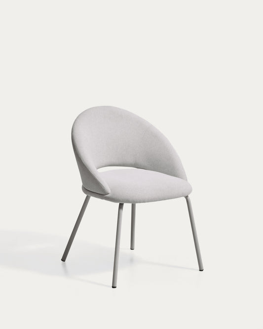 Chaise Bonali en chenille grise et pieds en métal gris FSC Mix Credit