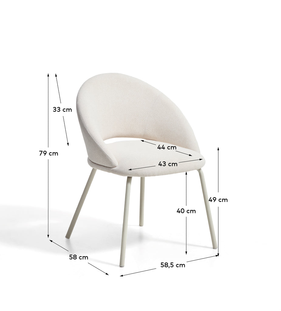 Chaise Bonali en chenille beige et pieds en métal beige FSC Mix Credit
