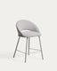 Tabouret Bonali en chenille grise et pieds en métal gris FSC Mix Credit 65 cm
