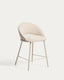 Tabouret Bonali en chenille beige et pieds en métal beige FSC Mix Credit 65 cm
