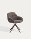Chaise pivotante Dorina en tissu chenille marron et pieds en acier finition marron