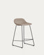 Tabouret Zahara en chenille marron avec pieds en acier finition noire 65 cm FSC 100 %
