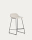 Tabouret Zahara en chenille beige avec pieds en acier finition noire 65 cm FSC 100 %