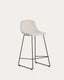 Tabouret Zahara en chenille beige avec pieds en acier finition noire 76 cm FSC 100 %