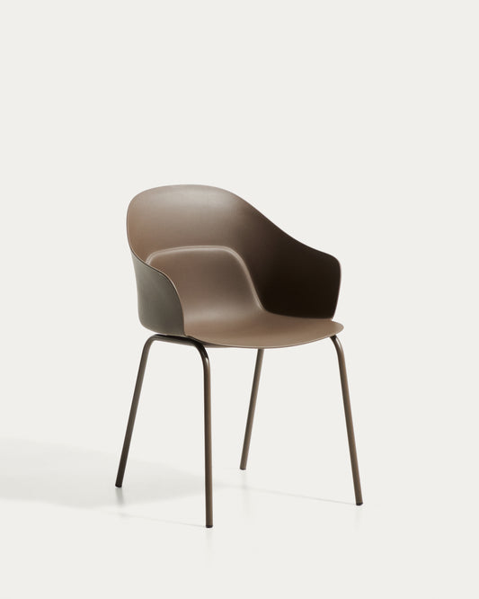 Chaise Sanile avec pieds en acier finition marron