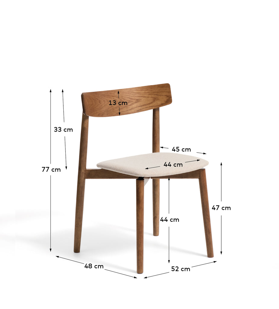 Chaise Evera en placage de chêne avec finition ton noyer et chenille marron