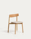 Chaise Evera en placage de chêne avec finition ton naturel et chenille beige