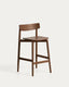 Tabouret Evera avec dossier en placage de chêne avec finition ton noyer 65 cm