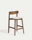 Tabouret Evera avec dossier en placage de chêne avec finition ton noyer et chenille marron 65 cm