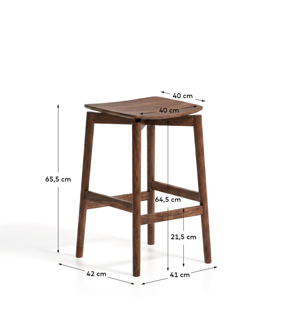 Tabouret Evera en placage de chêne avec finition ton noyer 65 cm