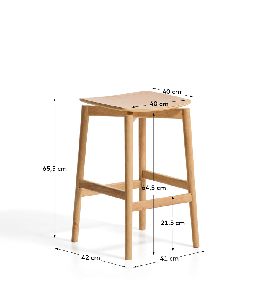 Tabouret Evera en placage de chêne avec finition ton naturel 65 cm