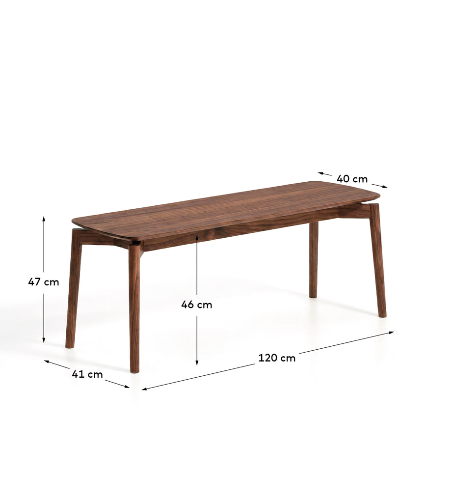 Banc Evera en placage de chêne avec finition ton noyer 122 cm