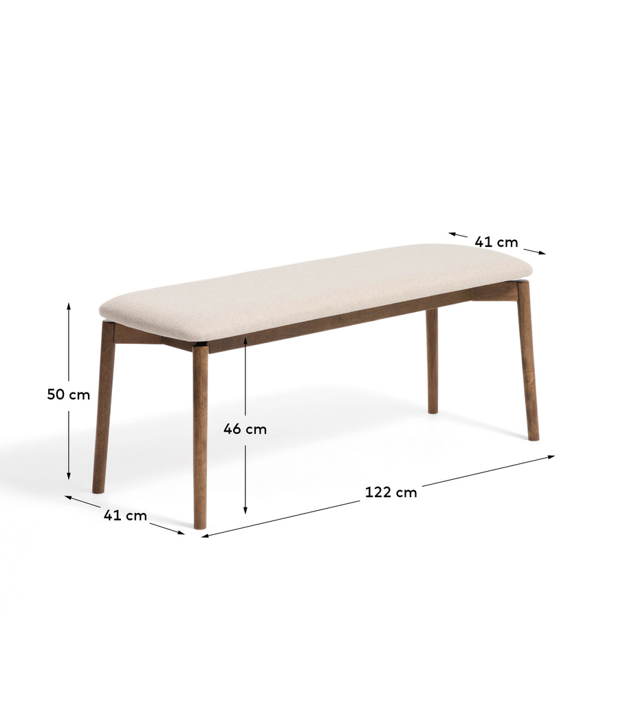Banc Evera en placage de chêne avec finition ton noyer et chenille marron 122 cm