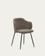Chaise Yunia marron avec pieds en acier finition peinture noire FSC 100%