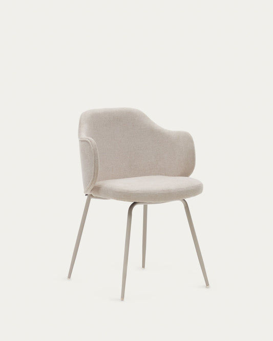 Chaise Yunia beige avec pieds en acier finition peinture beige FSC 100%