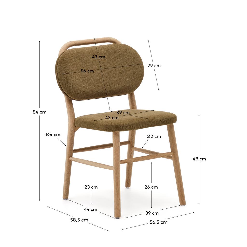 Chaise Helda en chenille verte et bois de chêne FSC Mix Credit