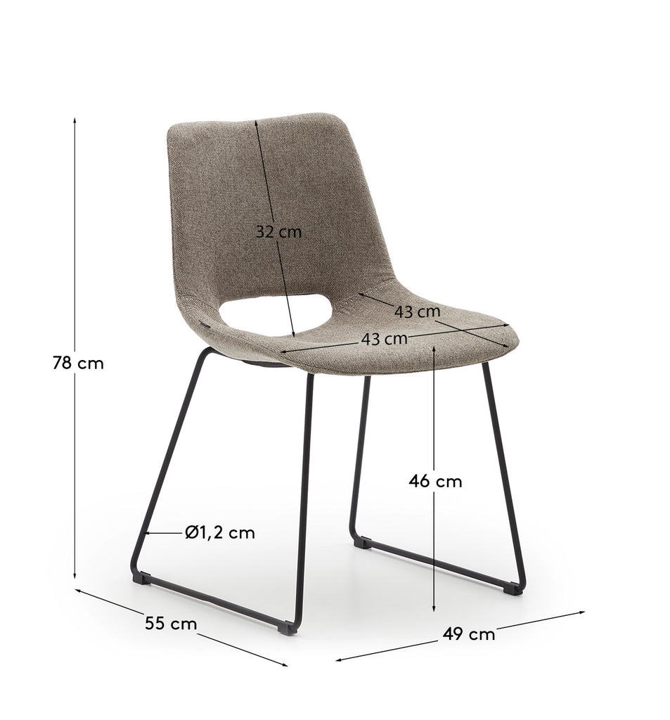 Chaise Zahara marron et pieds en acier noir FSC 100%