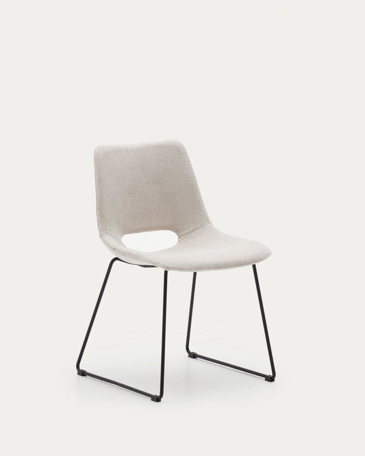 Chaise Zahara beige et pieds en acier noir FSC 100%